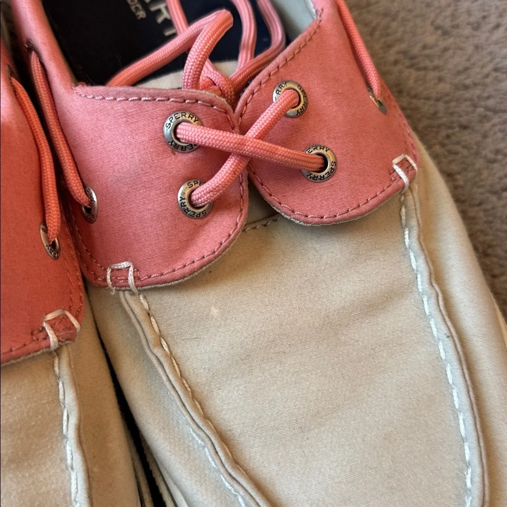 Sperry Halyard II Pink Cream Canvas Boat Deck Casual Shoes SIZE 11